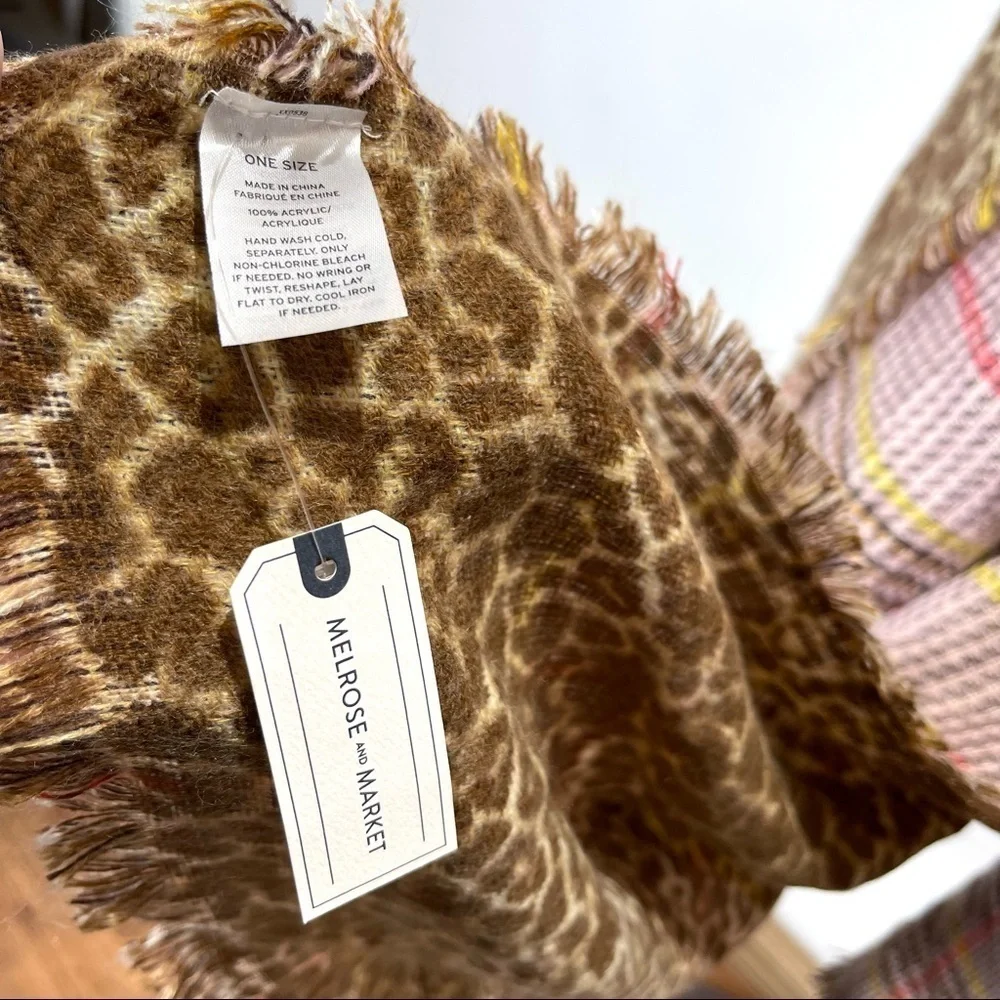 Melrose and Market blanket scarf reversible leopard plaid